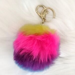 New Faux Fur Keychain Purse Charm Tie Dye Fluffy Keytag